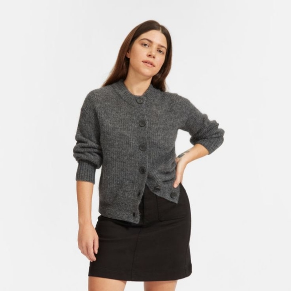 Everlane Cropped Alpaca Cardigan Grey XS - Picture 3 of 7
